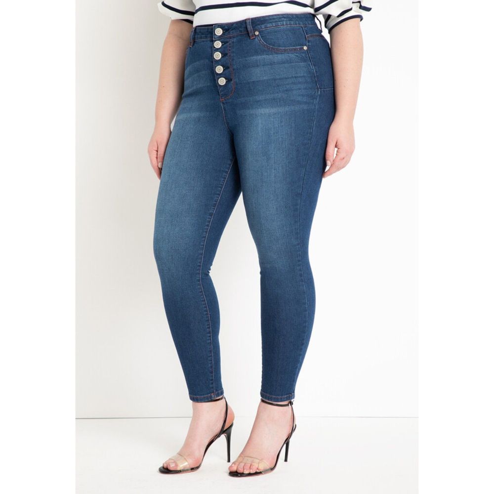 Eloquii Classic Fit Peach Lift Button Fly Skinny Jean